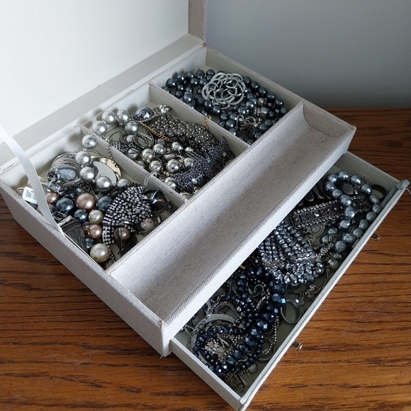 Vintage Jewelry - Silver and Gray Statement Jewelry Lot